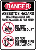 OSHA Danger Safety Sign: Asbestos Hazard - Breathing Asbestos Dust May Be Hazardous To Your Health