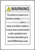 Semi-Custom Prop 65 Consumer Product Exposure Safety Sign: Cancer And Reproductive Harm