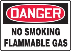 OSHA Danger Safety Sign: No Smoking Flammable Gas
