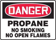 OSHA Danger Safety Sign: Propane- No Smoking- No Open Flames