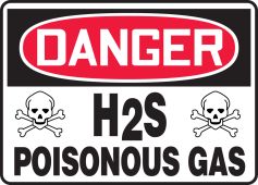 OSHA Danger Safety Sign: H2S - Poisonous Gas