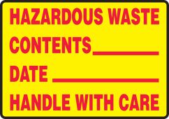 OSHA Safety Sign: Hazardous Waste Handle With Care