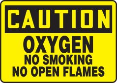 OSHA Caution Safety Sign: Oxygen No Smoking No Open Flames