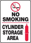 No Smoking Safety Sign: Cylinder Storage Area