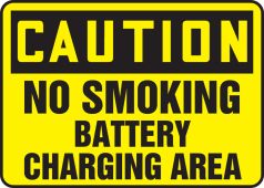 OSHA Caution Safety Sign: No Smoking - Battery Charging Area