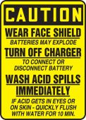 OSHA Caution Safety Sign: Wear Face Shield - Batteries May Explode