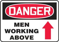 Contractor Preferred OSHA Danger Safety Sign: Men Working Above
