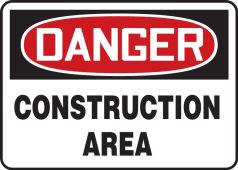 OSHA Danger Safety Sign: Construction Area