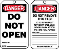 OSHA Danger Safety Tag: Do Not Open