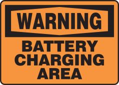OSHA Warning Safety Sign: Battery Charging Area