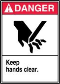 ANSI Danger Safety Sign - Keep Hands Clear