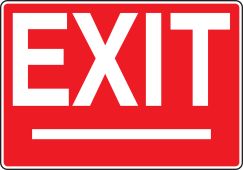Safety Sign: Exit (White On Red with Arrowheads)