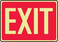 Glow-In-The-Dark Safety Sign: Exit (Red Background)