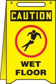 Fold-Ups® OSHA Caution Safety Sign: Wet Floor - Pisa Mojado