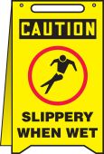 Fold-Ups® OSHA Caution Safety Sign: Slippery When Wet