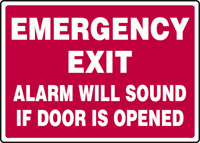 Safety Sign: Emergency Exit - Alarm Will Sound If Door Is Opened