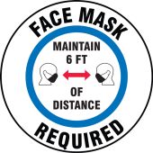 Slip-Gard™ Floor Sign: Face Mask Required Maintain 6 FT Of Distance