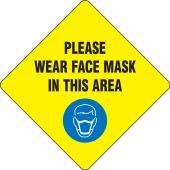 Slip-Gard™ Floor Sign: Please Wear Face Mask In This Area
