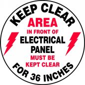Slip-Gard™ Floor Sign: Keep Clear - Area In Front Of Electrical Panel Must Be Kept Clear For 36 Inches