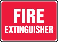Safety Sign: Fire Extinguisher (Red Background)
