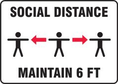 Safety Sign: Social Distance Maintain 6 FT (Three person image)