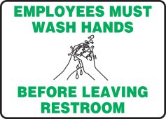 Safety Sign: Employees Must Wash Hands Before Leaving Restroom
