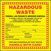 Hazardous Waste Label: Hazardous Waste - Handle With Care