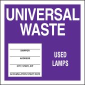 Drum & Container Labels: Universal Waste - Used Lamps
