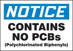 OSHA Notice PCB Label: Contains No PCBs