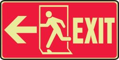 Glow-In-The-Dark Safety Sign: Exit (With Graphic And Left Arrow)