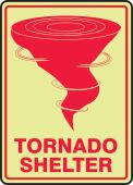 Glow-In-The-Dark Safety Sign: Tornado Shelter
