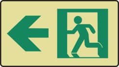 Glow-In-The-Dark Safety Sign: (Exit And Left Arrow Graphic)