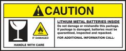 Hazardous Material Caution Shipping Labels: Lithium Meta Batteries Inside