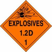 DOT Placard: Hazard Class 1 - Explosives & Blasting Agents (1.2D)