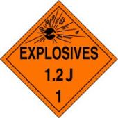 DOT Placard: Hazard Class 1 - Explosives & Blasting Agents (1.2J)