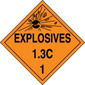 DOT Placard: Hazard Class 1 - Explosives & Blasting Agents (1.3C)
