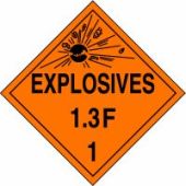 DOT Placard: Hazard Class 1 - Explosives & Blasting Agents (1.3F)