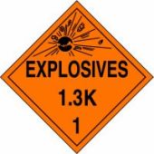 DOT Placard: Hazard Class 1 - Explosives & Blasting Agents (1.3K)