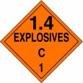 DOT Placard: Hazard Class 1 - Explosives & Blasting Agents (1.4C)