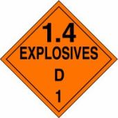 DOT Placard: Hazard Class 1 - Explosives & Blasting Agents (1.4D)