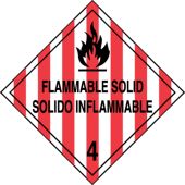 Bilingual DOT Placard: Hazard Class 4 - Flammable Solid