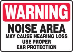 OSHA Warning Safety Sign: Noise Area - May Cause Hearing Loss Use Proper Ear Protection