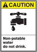 ANSI Caution Safety Sign: Non-Potable Water Do Not Drink.