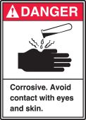 ANSI Danger Safety Sign: Corrosive - Avoid Contact With Eyes And Skin.