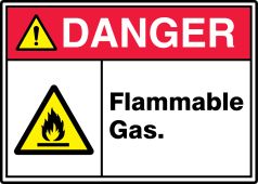 ANSI ISO Danger Safety Signs: Flammable Gas.