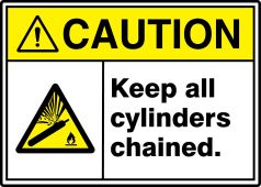 ANSI ISO Caution Safety Sign: Keep All Cylinders Chained.