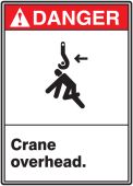 ANSI Danger Safety Sign: Crane Overhead.