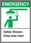 Safety Label: Emergency - Safety Shower - Keep Area Clear