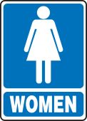Safety Sign: (Graphic) Women (Blue Background)