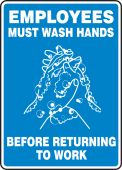 Safety Sign: Employees Must Wash Hands Before Returning To Work
